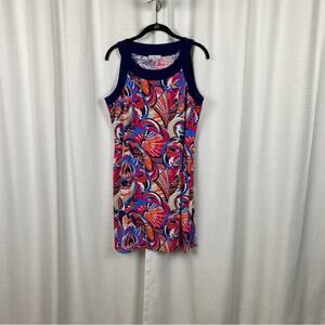 Jude Connally Blue&Pink Pattern Molly Sleeveless Shift Dress Sz.L